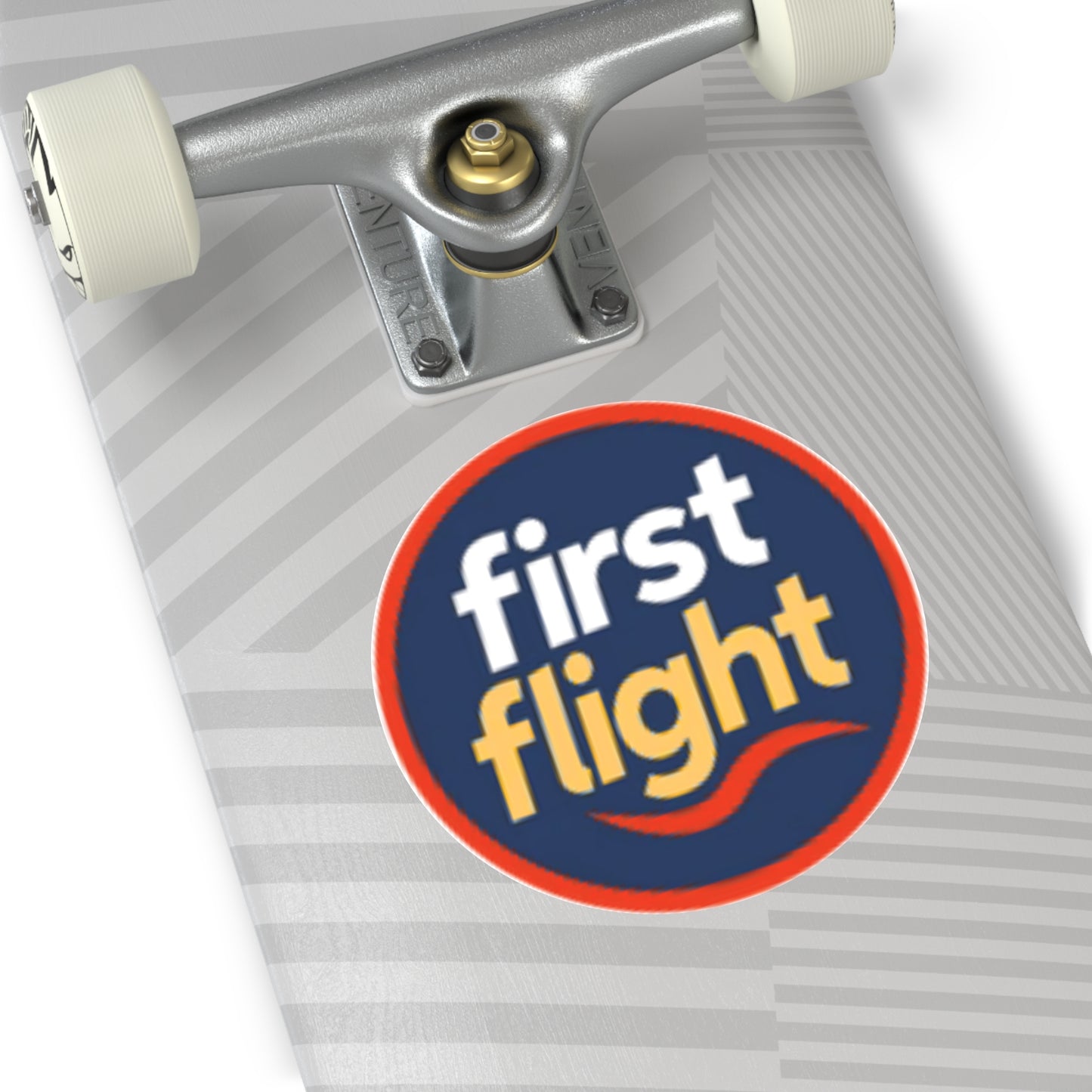 First Flight Round Vinyl Sticker — Travel Logo Decal