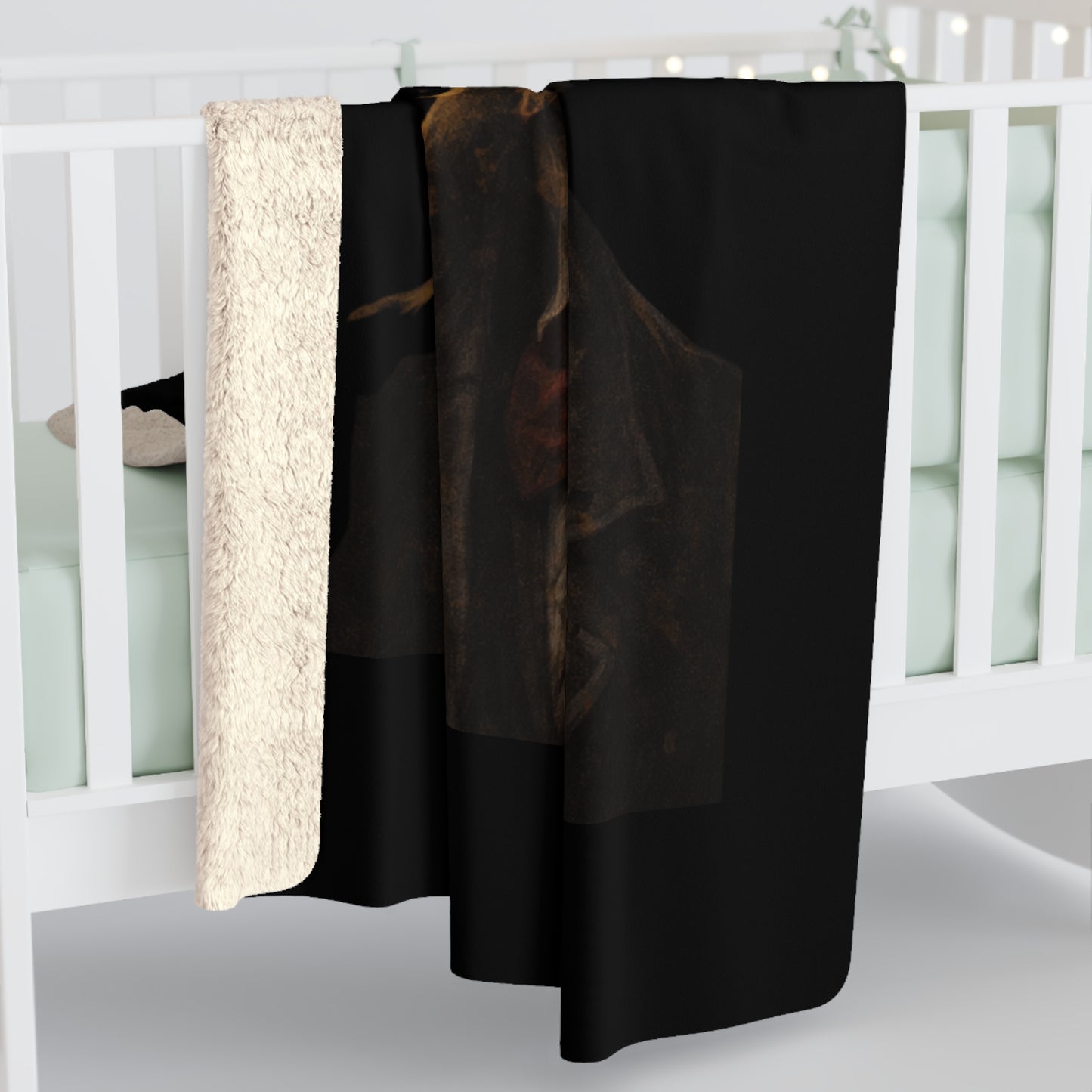 Victorian Mad Cat Sherpa Blanket — Spooky Gothic Throw for Halloween