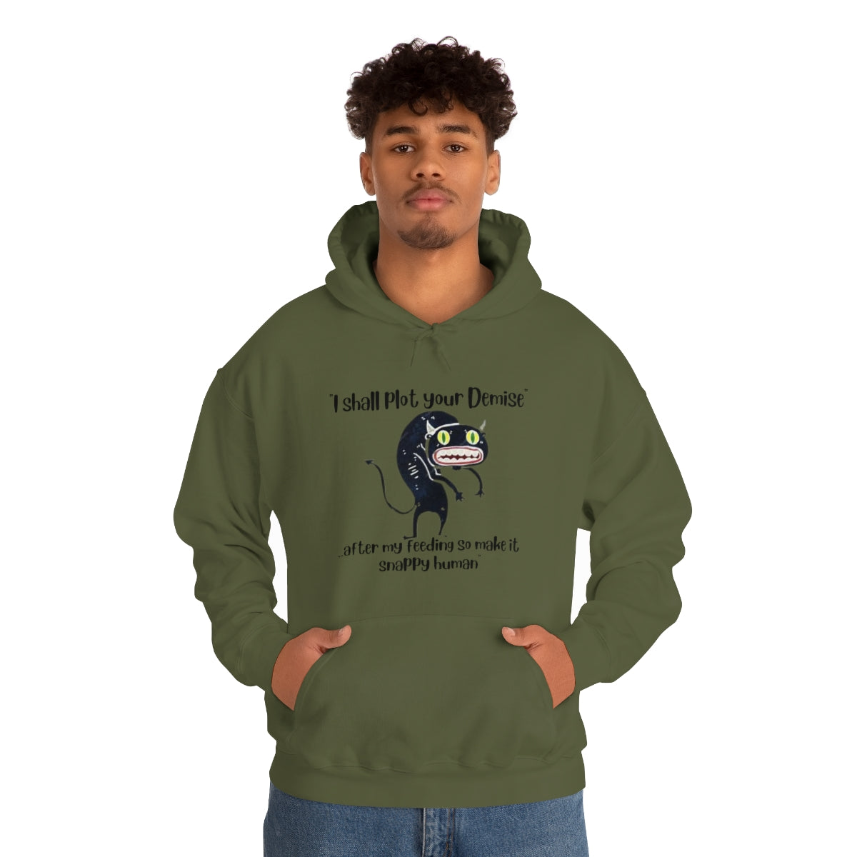 "I shall plot your demise, after my feeding so make it snappy human" - Unisex Heavy Blend™ Hooded Sweatshirt