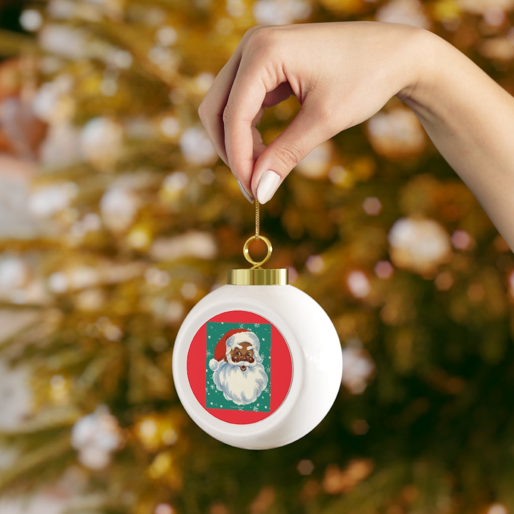 Black Santa Christmas Ball Ornament