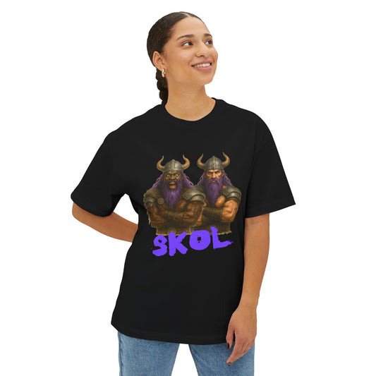 Viking-Inspired Unisex Boxy Tee: SKOL Shirt, Casual Wear, Graphic Tee, Gift for Him/Her, Gamer Apparel, Festival Outfit