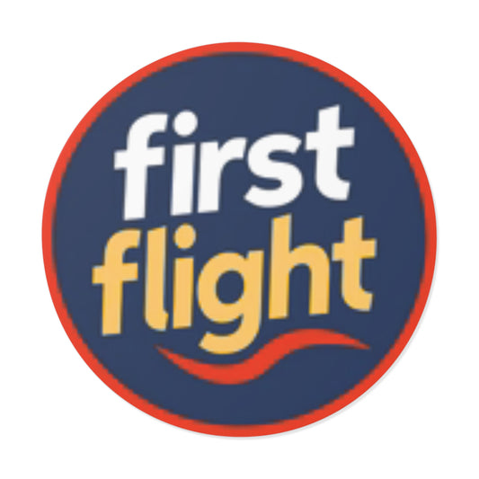 First Flight Round Vinyl Sticker — Travel Logo Decal