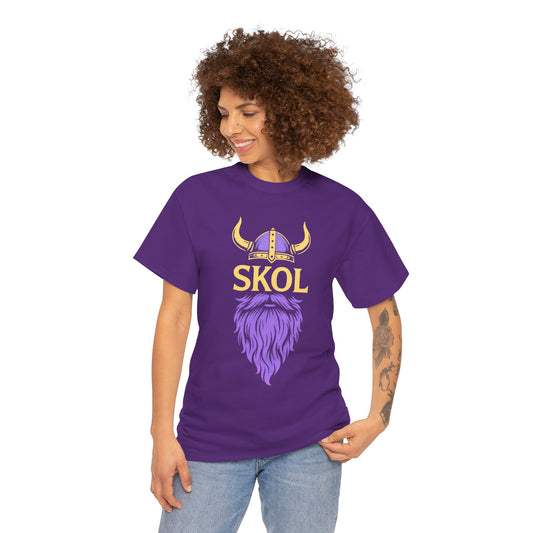 Viking-Inspired Skol Tee, Unisex Heavy Cotton Shirt for Festivals, Parties, Casual Wear, Gift for Beer Lovers, Nordic Culture Apparel