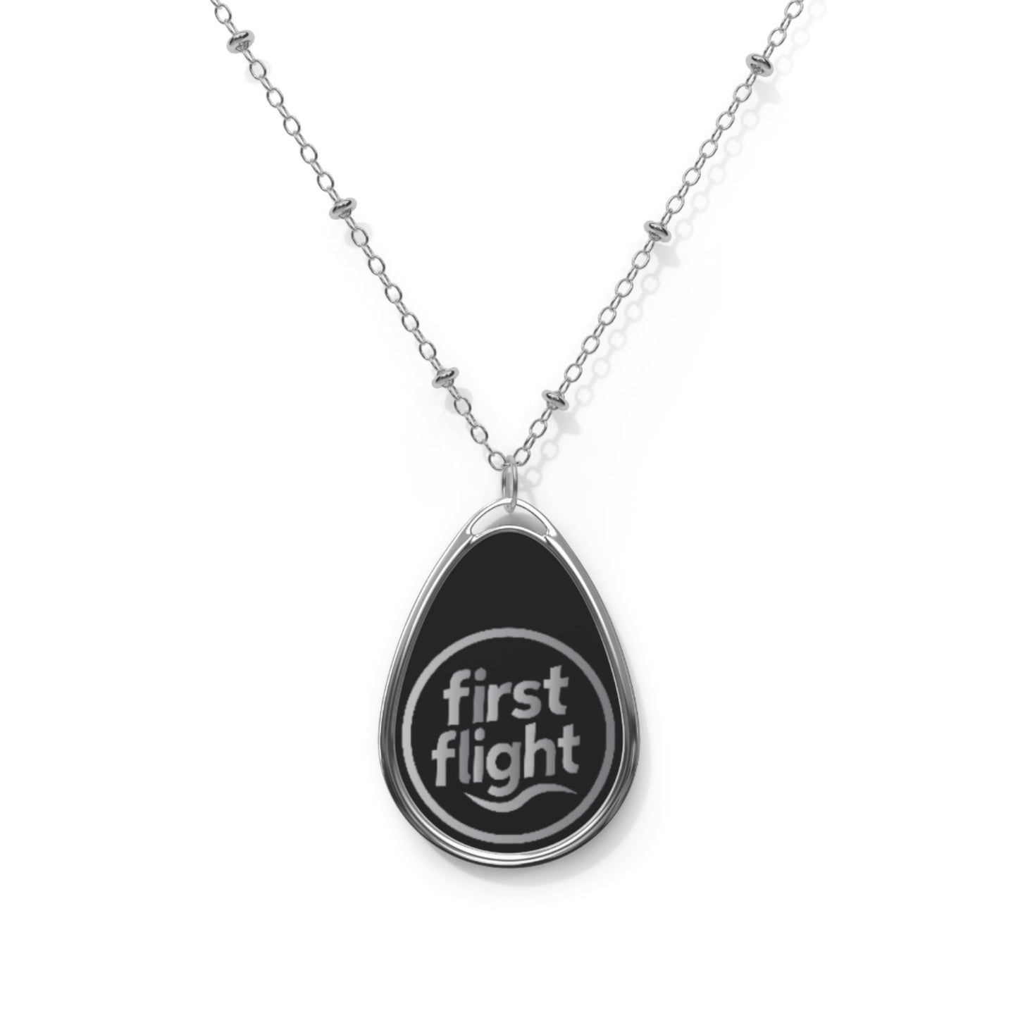 Oval Pendant Necklace — 'first flight' Engraved Teardrop Travel Necklace