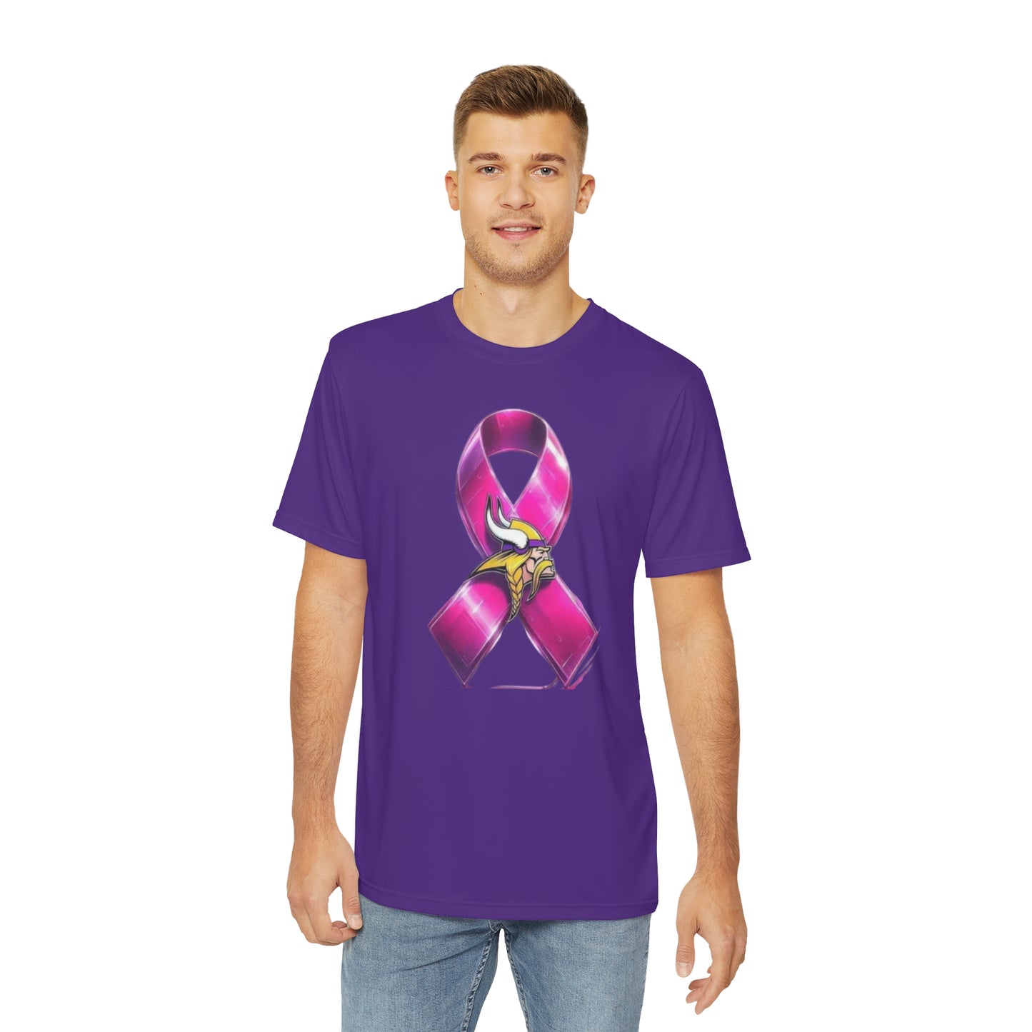 Vikes Pink Ribbon - Men's Polyester Tee (AOP)