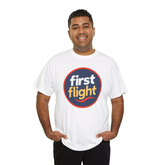 First Flight Retro Logo Tee — Vintage Circle  Large Graphic T-Shirt