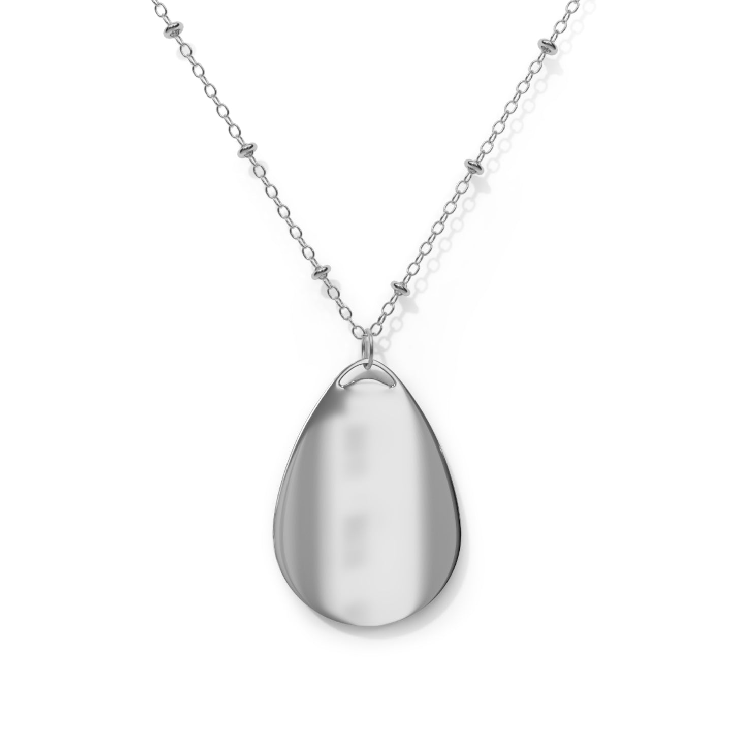Oval Pendant Necklace — 'first flight' Engraved Teardrop Travel Necklace