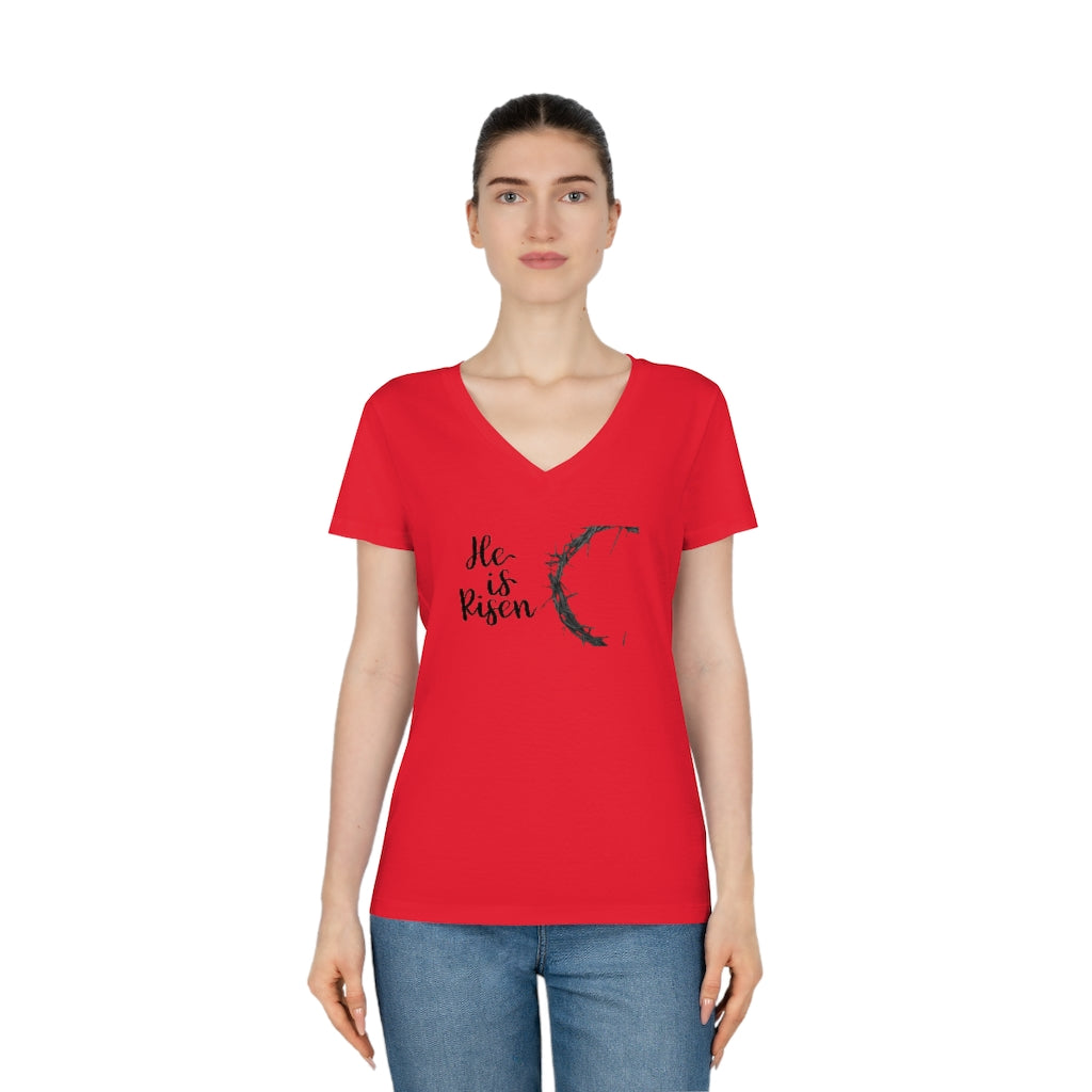"He IS Risen!" Women's Evoker V-Neck T-Shirt