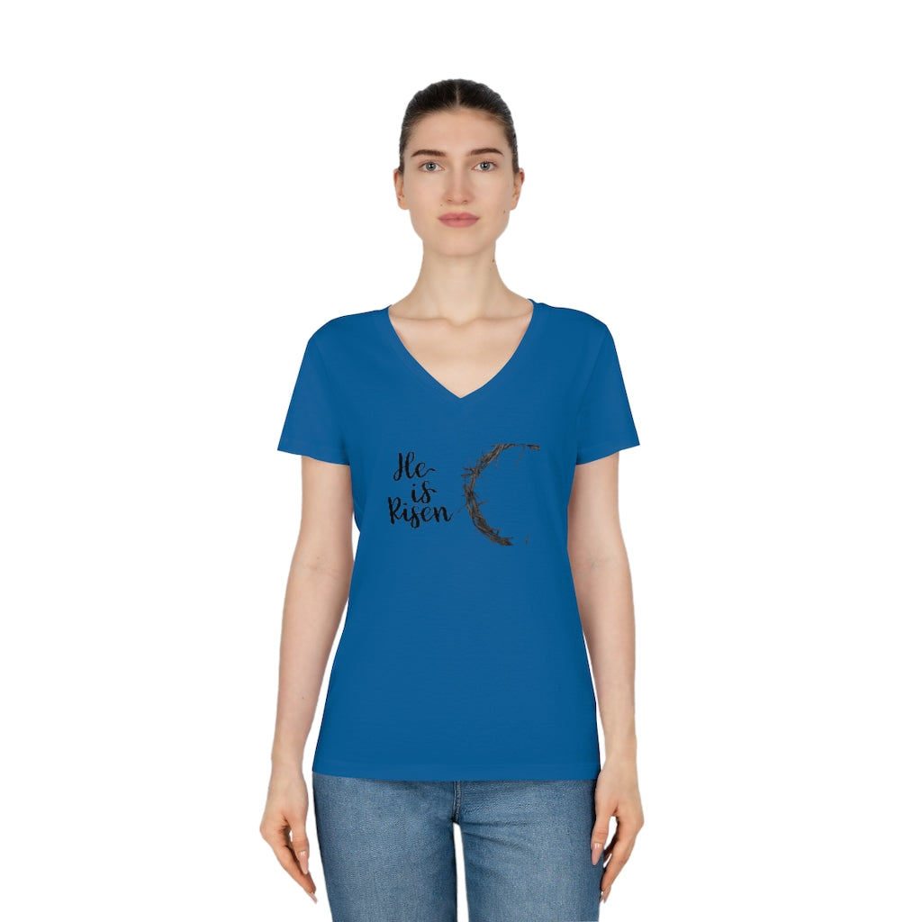 "He IS Risen!" Women's Evoker V-Neck T-Shirt
