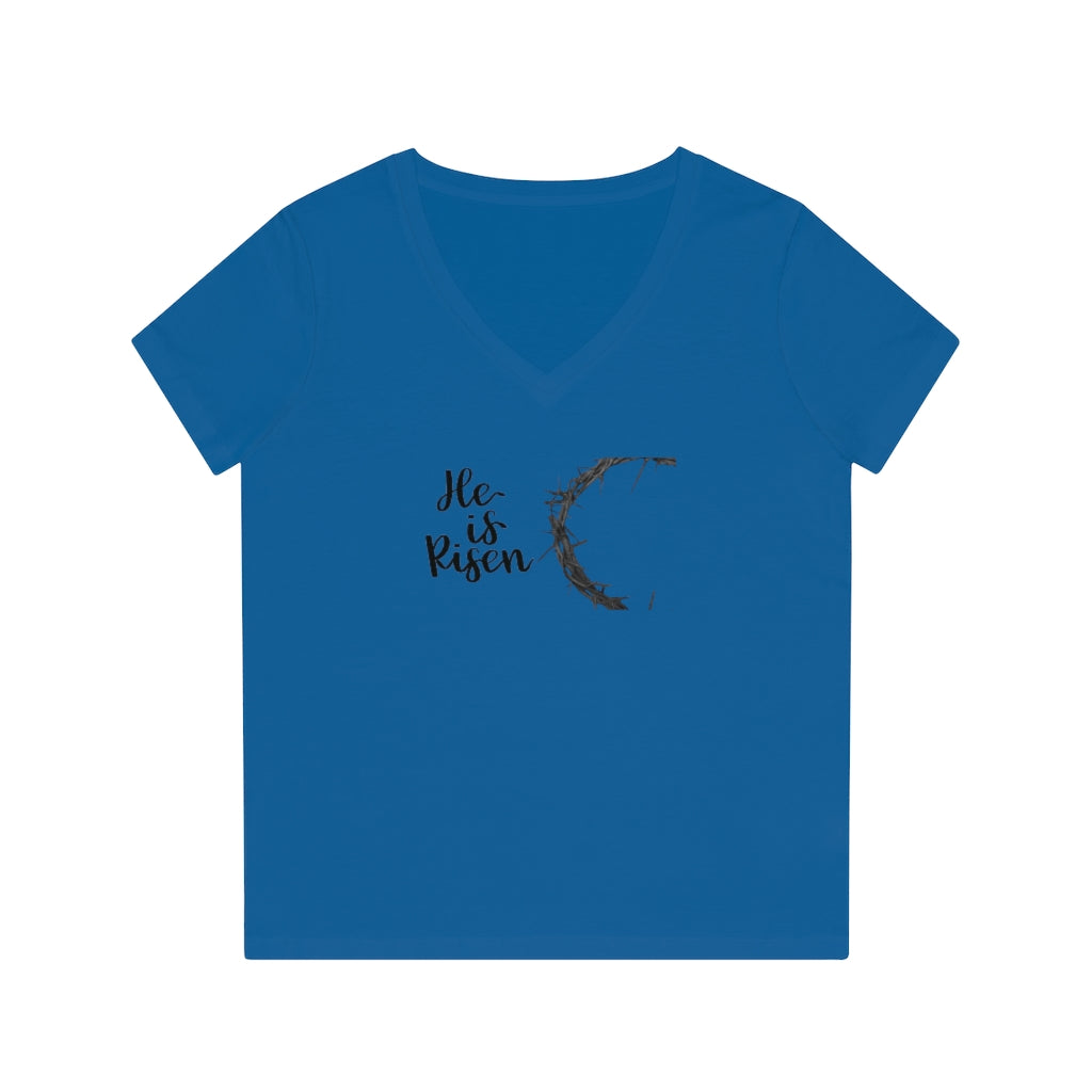 "He IS Risen!" Women's Evoker V-Neck T-Shirt
