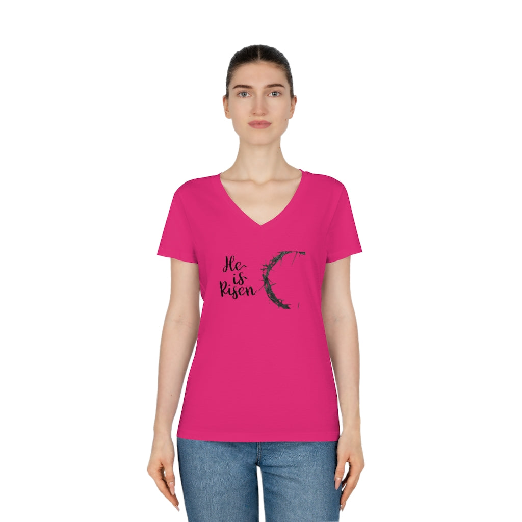 "He IS Risen!" Women's Evoker V-Neck T-Shirt