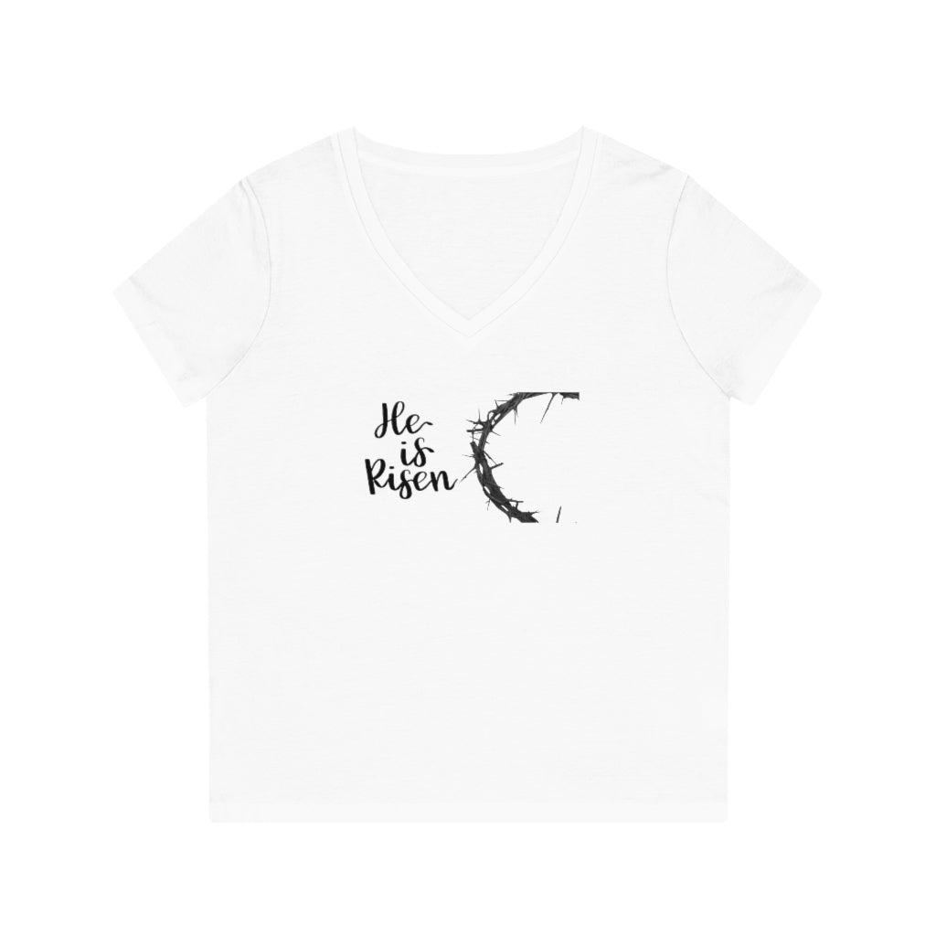"He IS Risen!" Women's Evoker V-Neck T-Shirt