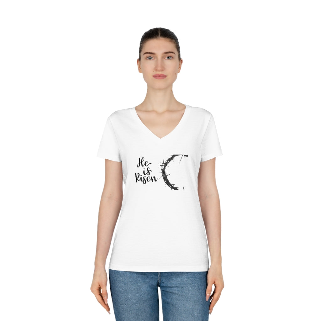 "He IS Risen!" Women's Evoker V-Neck T-Shirt