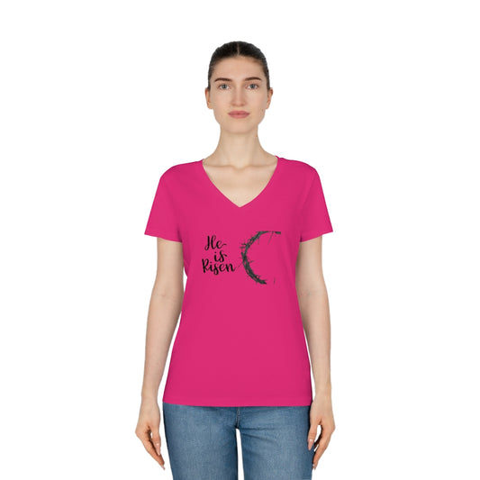 "He IS Risen!" Women's Evoker V-Neck T-Shirt