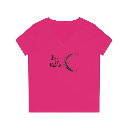 "He IS Risen!" Women's Evoker V-Neck T-Shirt