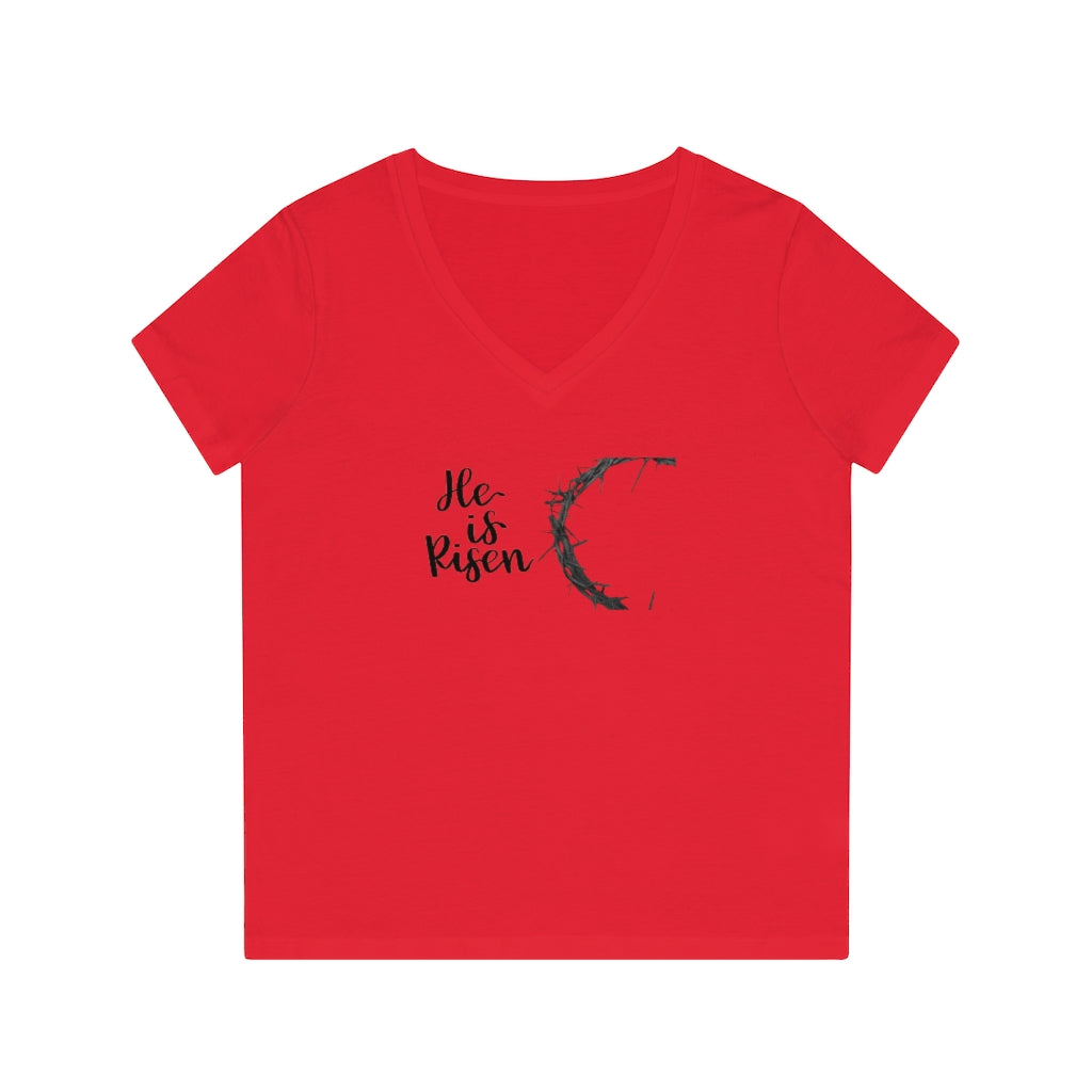 "He IS Risen!" Women's Evoker V-Neck T-Shirt